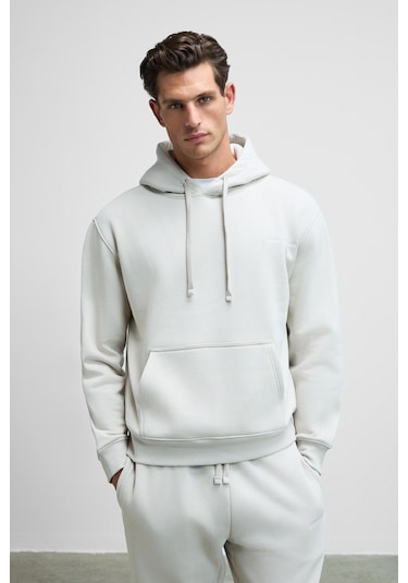 MARSHALLHOODIE Erkek Pamuklu İçi Polarlı Nakışlı Relaxed Gri Eşofman Takımı