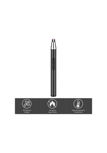 Pazly Türkçe Usb Şarjlı Mavi Alevsiz Ateşleyici, Rüzgar Geçirmez Uzun Saplı, Ev Ve Kamp İçin Güvenli Taşınabilir Sobası Mavi