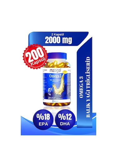 Maxigal Omega-3 Balık Yağı 200 Kapsül