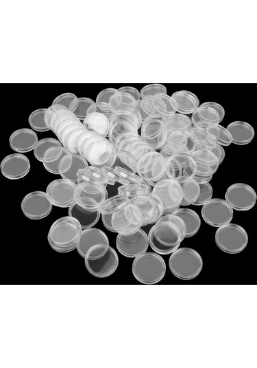 Suntek Temizle Plastik 25mm Sikke Tutucu Kapsül Kutuları Para