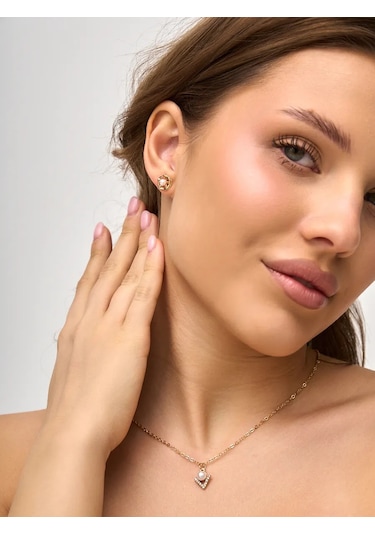 Reva Takı Seti: Küpe Ve Pandantifli Kolye 295845315 Altın