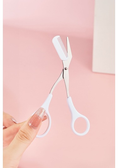 Çelik Mini Taraklı Kaş Makası Beyaz