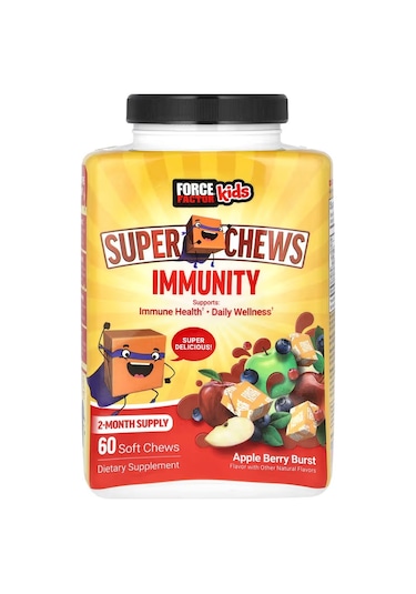 Force Factor Kids Super Chews Immunity Immune Health Apple Berry Burst 60 Soft Chews