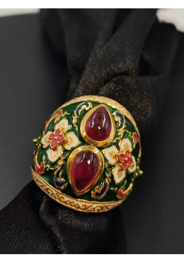 925 Ayar Gümüş Mine İşlem Yüzük 253 Altın