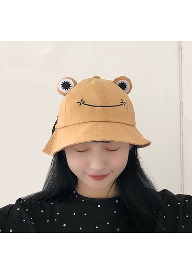 Pamuklu Kova Balıkçı Şapka - Nefes Alabilen Kurbağa Kulaklı Desenli Froggy Tarzı Kadınlar İçin Moda Aksesuarı Yeşil