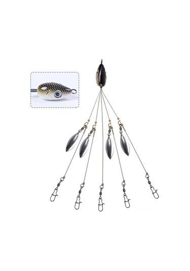 Reedark Lonsan Yeni Alabama Köyü Seti: Liderli Çengel, Yabancı Yem Ve Aksesuarlar - Deniz Ve Göl Balıkçılığı İçin Tam Zirve Sarı Ağ Desenli, 21.5cm, 17g