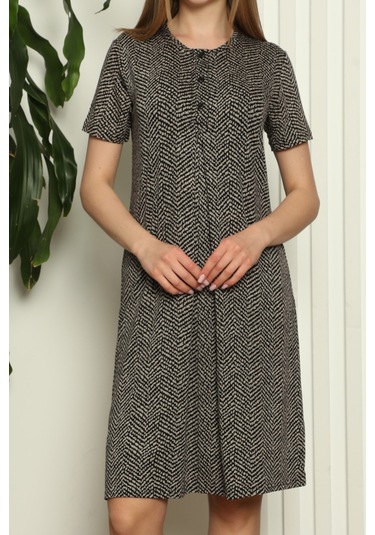 Hamile Tunik Gecelik Kısa Kollu Likralı Viskon SİYAH