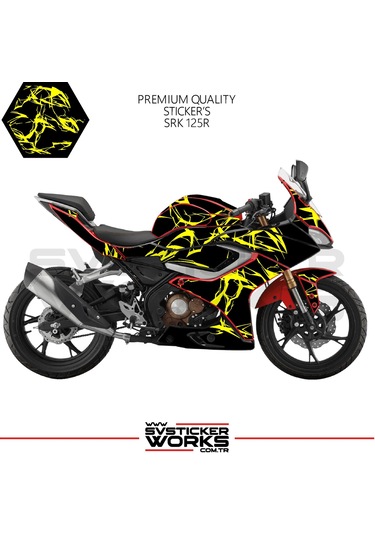 Rks Srk 125r Kaplama Sticker Şimşek Yıldırım Motor Kaplama Modeli Hazır Kit Sarı