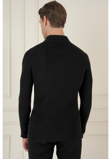 Tr 878 Triko Slim Fit Siyah Basic Siyah