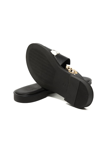 19 Black Terlik Kadın 21032 Myconian 2025 Greek Sandal Siyah