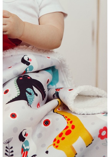 Fluffy Bebek Battaniyesi 80x100 Cm Animal Kundak Puset Çift Taraflı Koyun Tüyü Battaniye