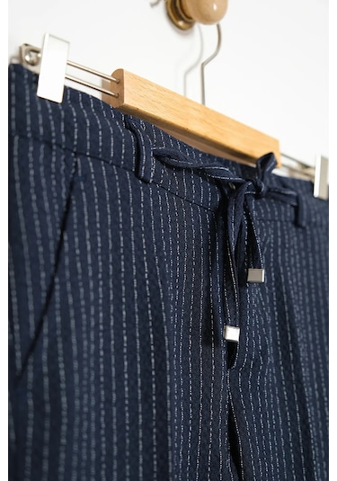 Erkek Çocuk Çizgili Ceket Gömlek Pantolon Papyonlu Takım Elbise Te.1001y Lacivert