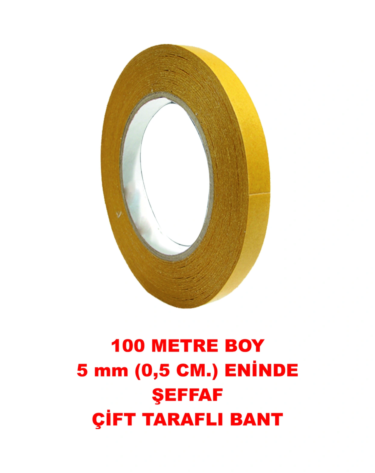 Çift Taraflı Şeffaf Sarı Bant 100 M. Uzunlukta 05 Mm Eninde 1