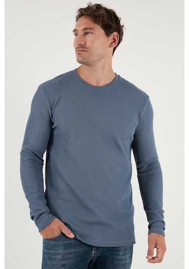 Buratti Pamuklu Bisiklet Yaka Slim Fit Basic Erkek Sweat 5905073 Koyu Gri