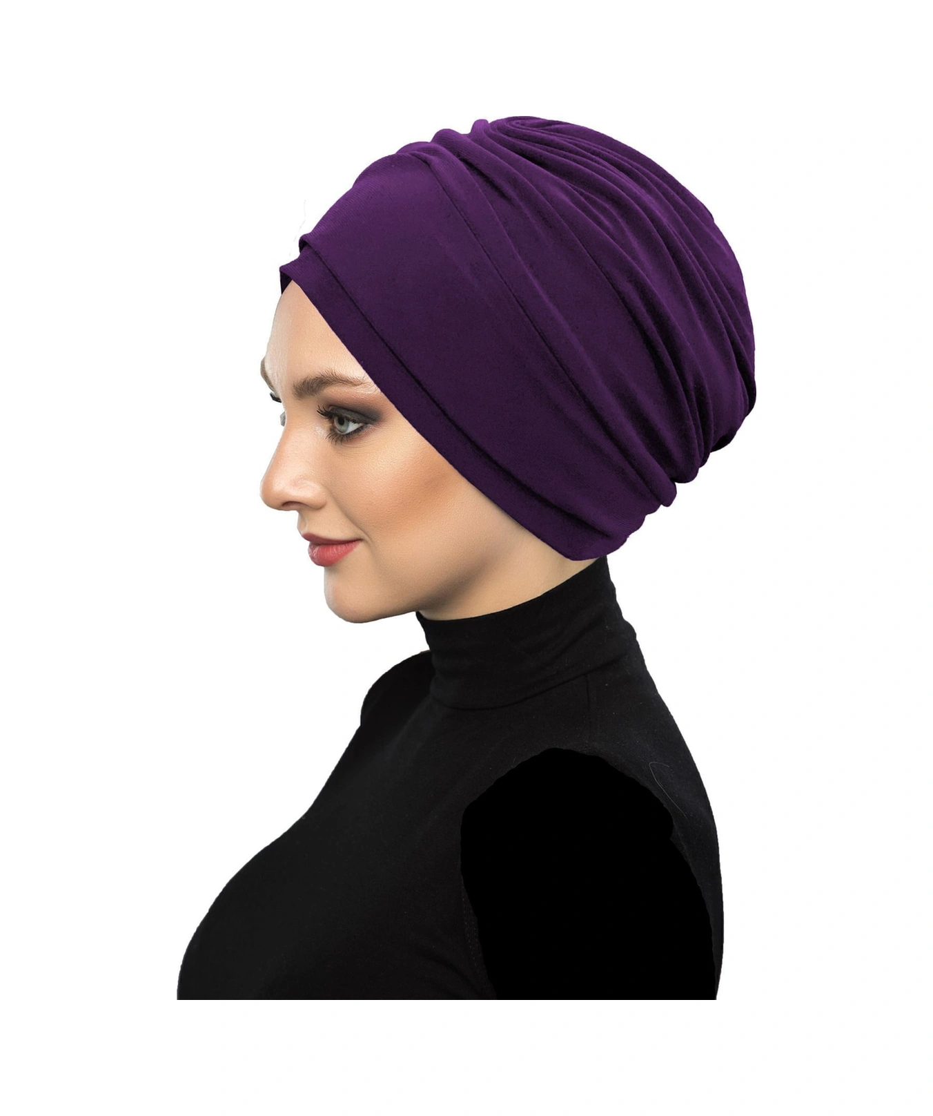 Çift Katlı Astarlı Mor Hazır Türban Tesettür Dış Ve Havuz Bonesi Mor