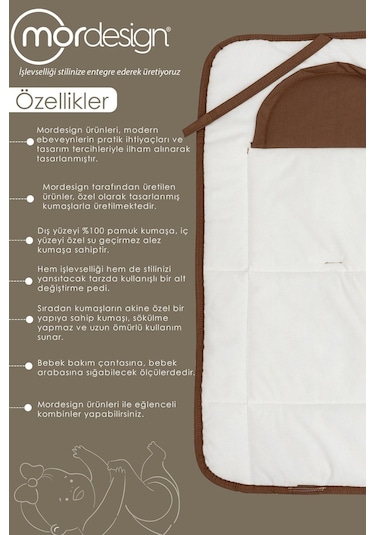 Mordesign Bebek Çanta Alt Açma Minderi, Alt Değiştirme Pedi, Taşınabilir Bakım Örtüsü,morremix Seri,kahverengi