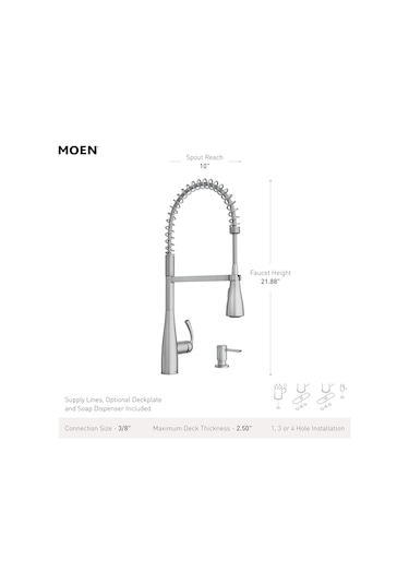 Moen Essie Krom Tek Kolu Yüksek Ark Pulldown Mutfak Bataryası, 87 Diğer