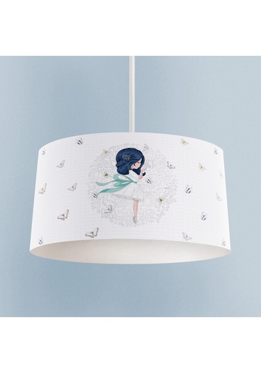 Mekta Home Bebek Ve Çocuk Odası Prenses Kız Ve Renkli Kelebek Desenli Avize Renkli