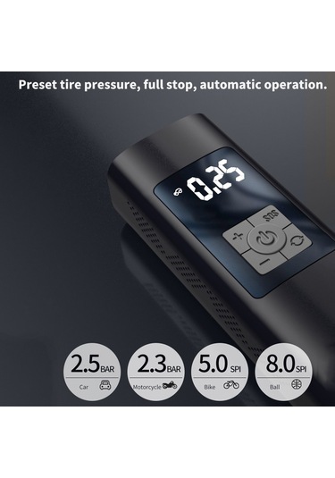Reedark Akıllı Taşınabilir Hava Pompası - Araç, Bisiklet, Motosiklet Lastik Şişirme Ve Basınç Ölçer 112 Karakter