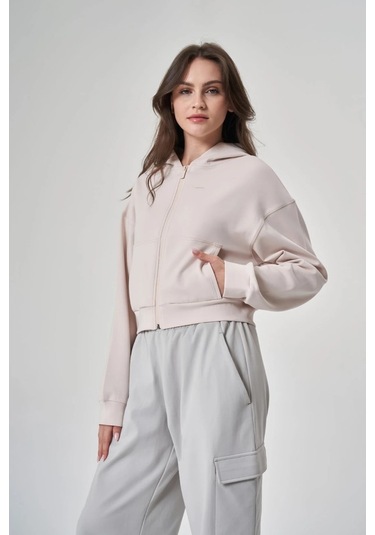 Exuma Kadın Fermuarlı Kum Rengi Sweatshirt 1529109-kum Kum