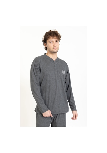Lukitus Büyük Beden Battal Erkek Pijama Takımı Rimol-bb Füme