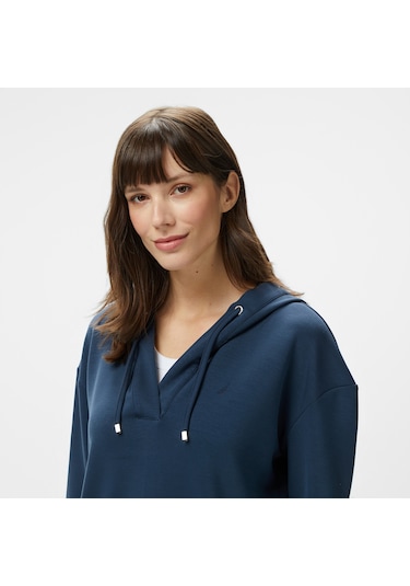 Nautica Kadın Lacivert Regular Fit Kapüşonlu Sweatshirt 026 55k604t Lacivert