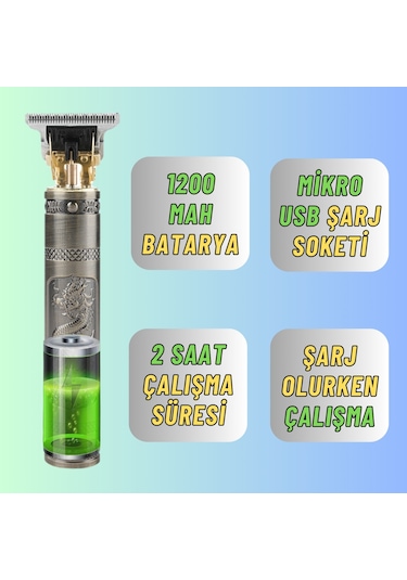 Metal Gövdeli Sıfır Kesim Şarjlı Tıraş Makinesi