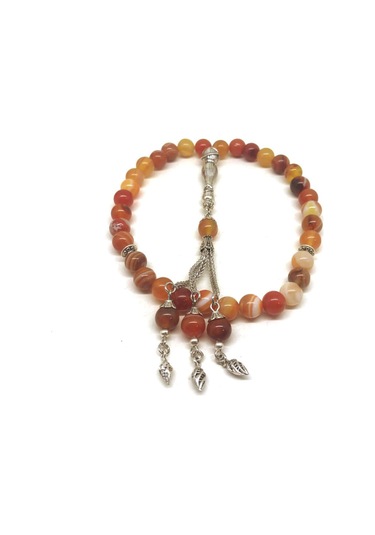 Kahverengi Hareli Doğaltaş Akik Tespih