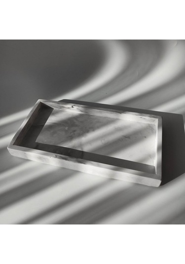 Mermer Görünümlü Dikdörtgen Tepsi & Düzenleyici 15x30cm