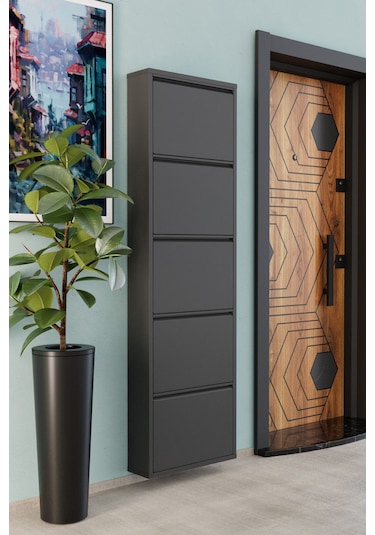 5 Kapaklı Metal Ayakkabılık Antrasit Antrasit