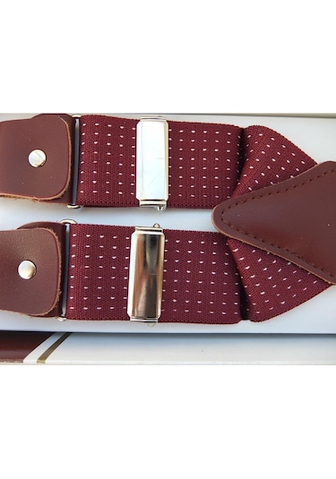 Bordo Beyaz Puantiyeli Pantolon Askısı Bordo