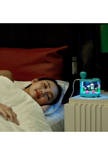 Xiyyadms Usb Akvaryum Nefes Alıcı: Ev Ve Ofis İçin Nemlendirici, Hava Temizleyici Ve Estetik Gece Lambası - Mavi