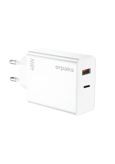 Erpaks Erd 48w Usb-a/type-c Hizli Sarj Adaptoru Beyaz