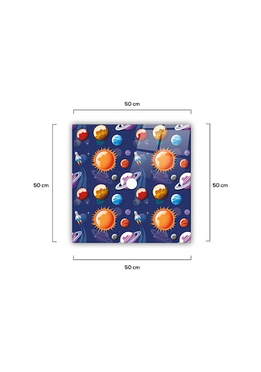 Cam Avize Göbeği | Gezegenler | 50Cm X 50Cm Çok Renkli