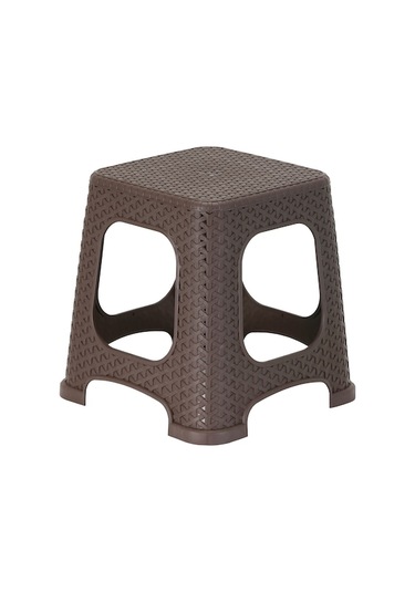 Mandella Sağlam Plastik Star Rattan Küçük Tabure (6 Adet) Kahvere