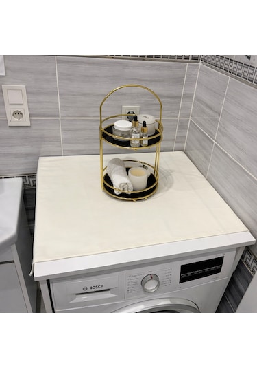 Laundry Duck Keten Su Geçirmez Ve Kirlenmez Çamaşır Makinesi - Buzdolabı - Bulaşık Makinesi Örtüsü Kırık Beyaz
