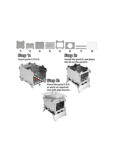 Jzcat Katlanabilir Odun Sobası, Hobo Pişirici Katlanabilir, Beyaz Altın - Gümüş