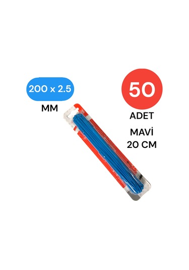 Tek-iş Plastik Kablo Bağı Klipsi Cırt Kelepçe 200 Mm X 2.5 Mm Mavi 50 Adet