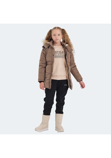 Slazenger CANDY Çocuk Kapüşonlu Bej Mont & Kaban