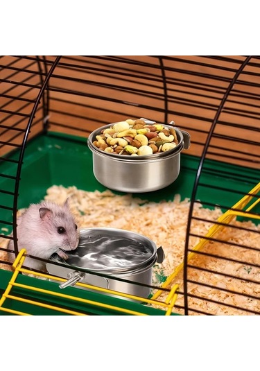 Willowhaven 4 Parça Paslanmaz Çelik Kuş Yemliği Askılı Temizlemesi Kolay Su Kabı