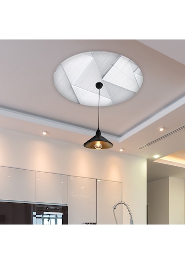 Cam Avize Göbeği | Gümüş Desen | Çap50Cm Gümüş