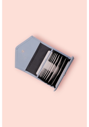 Modica Paris - Vegan Deri Akordiyon Kartlık Cüzdan Şıklık Ve Fonksiyonun Buluştuğu Kusursuz Tasarım Buz-mavisi Mavi