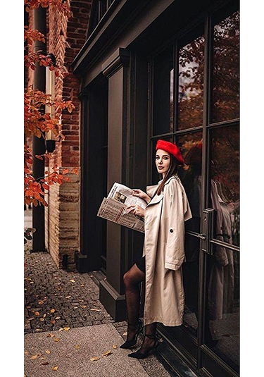 Kırmızı Fransız Ressam Avusturalya Yünü Keçe Bere Açık Kırmızı