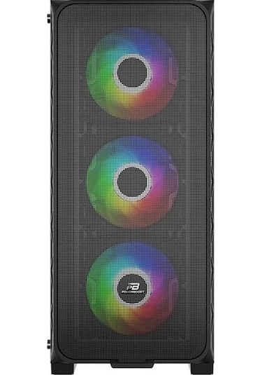 PowerBoost PB-PS5846B 600W ATX USB 3.0 Rainbow Fanlı Mesh Gaming Siyah Kasa