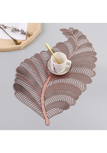 Bronz Pvc Yaprak Içi Boş Yağ Suya Dayanıklı İskandinav Kaymaz Mutfak Placemat Coaster Yalıtım Pedi Bulaşık Sehpa Mat Ev D Bronz