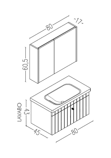 Alice 80 Cm Banyo Dolabı Bgn Aynalı Lacivert - Boy Dolap Hariç Lacivert