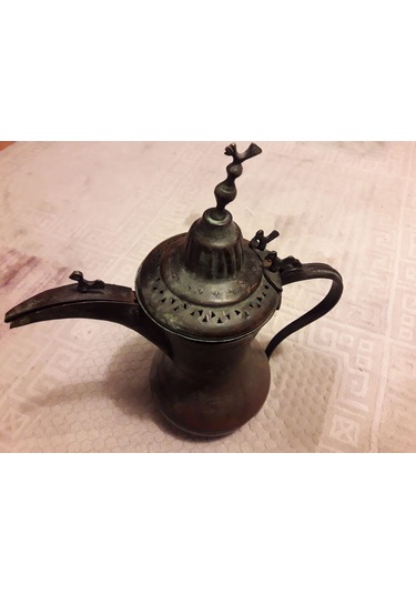 Antika Bakır İbrik Çok Eski Arapça Damgalı Nadide Bir İbrik