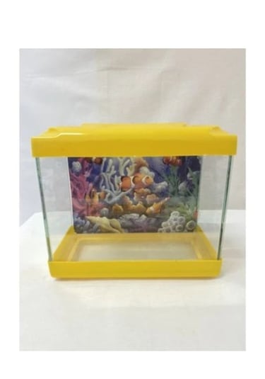 Sarı Renkli Mini Kare Akvaryum 20x20x15