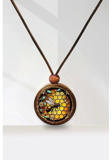 Bal Arısı Ahşap Kolye Çok renkli