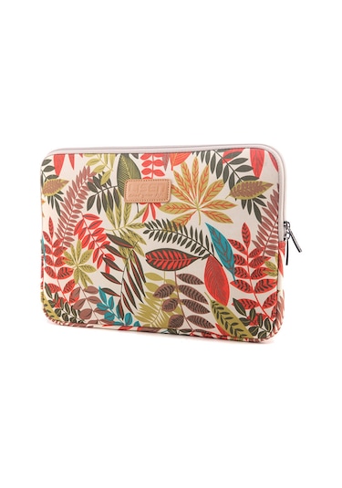 Lısen Renkli Yaprak Desenli Dizüstü Kılıfı, Macbook Uyumlu Ve Dizüstü Bilgisayar Çantası 6" Beyaz